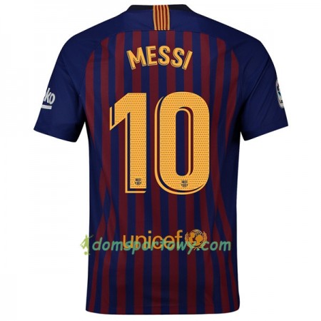 Koszulka FC Barcelona Messi 10 Domowe Koszulki Piłkarskie 2018-2019 Krótki Rękaw